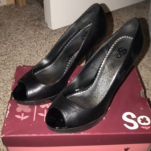 Black Peep Toe Pumps